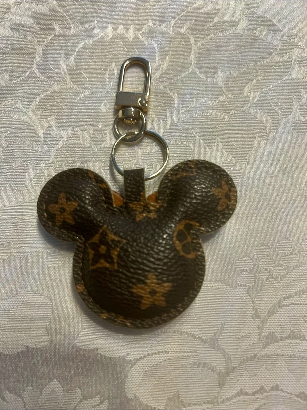 Designer-Inspired Brown Minnie Mouse Keychain with Bow